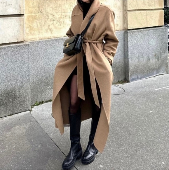 Zara Wool Blend Coat Camel Tan Size S - Picture 5 of 16